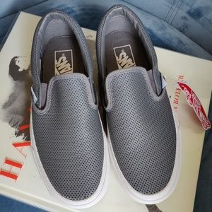 Vans Charcoal Perforated Leather Slip-On
